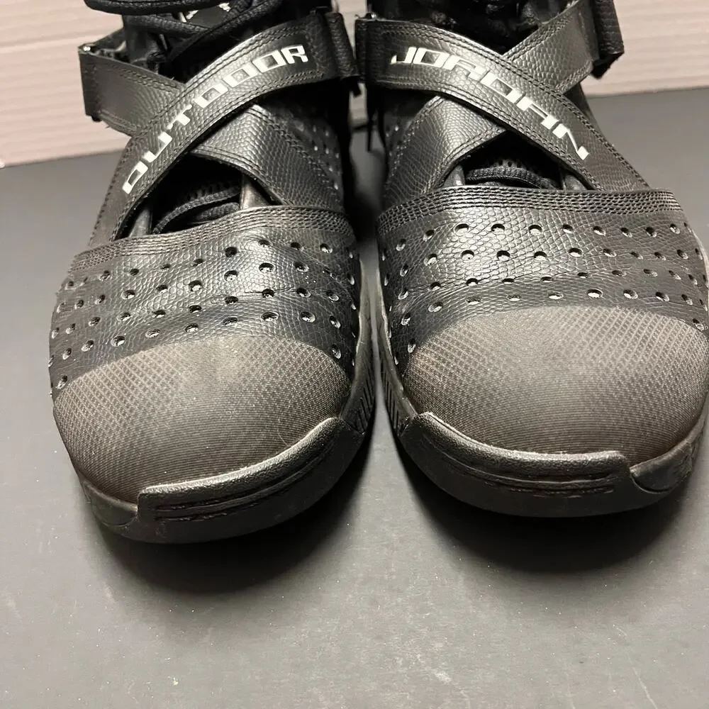 Vtg Air Jordan 2010 Outdoor Blackout 407744-002 Black Strap Sneakers 12 Y2K